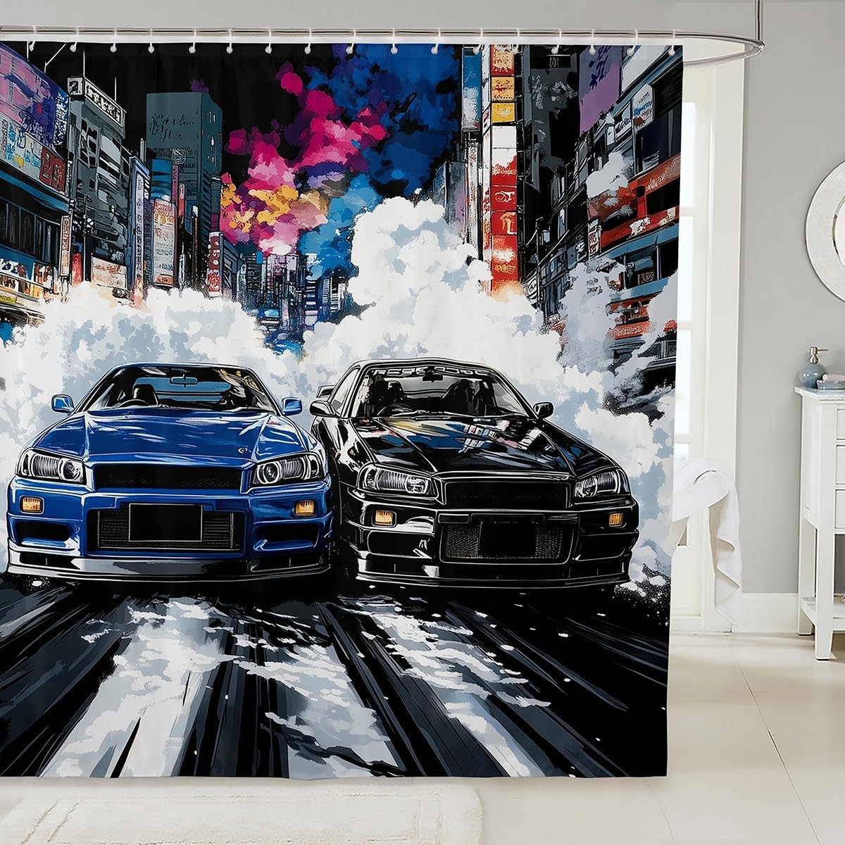 Speed Racing Car Bath Curtain Set