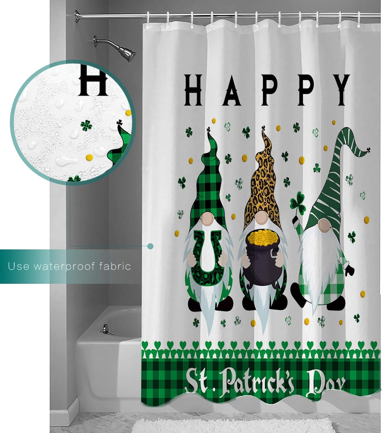 Waterproof Shower Curtain Set for Bathroom - Machine Washable Durable Stylish