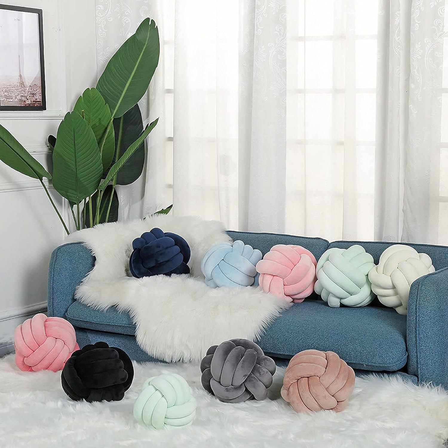 Mint-Knotted Plush Pillow for Kids