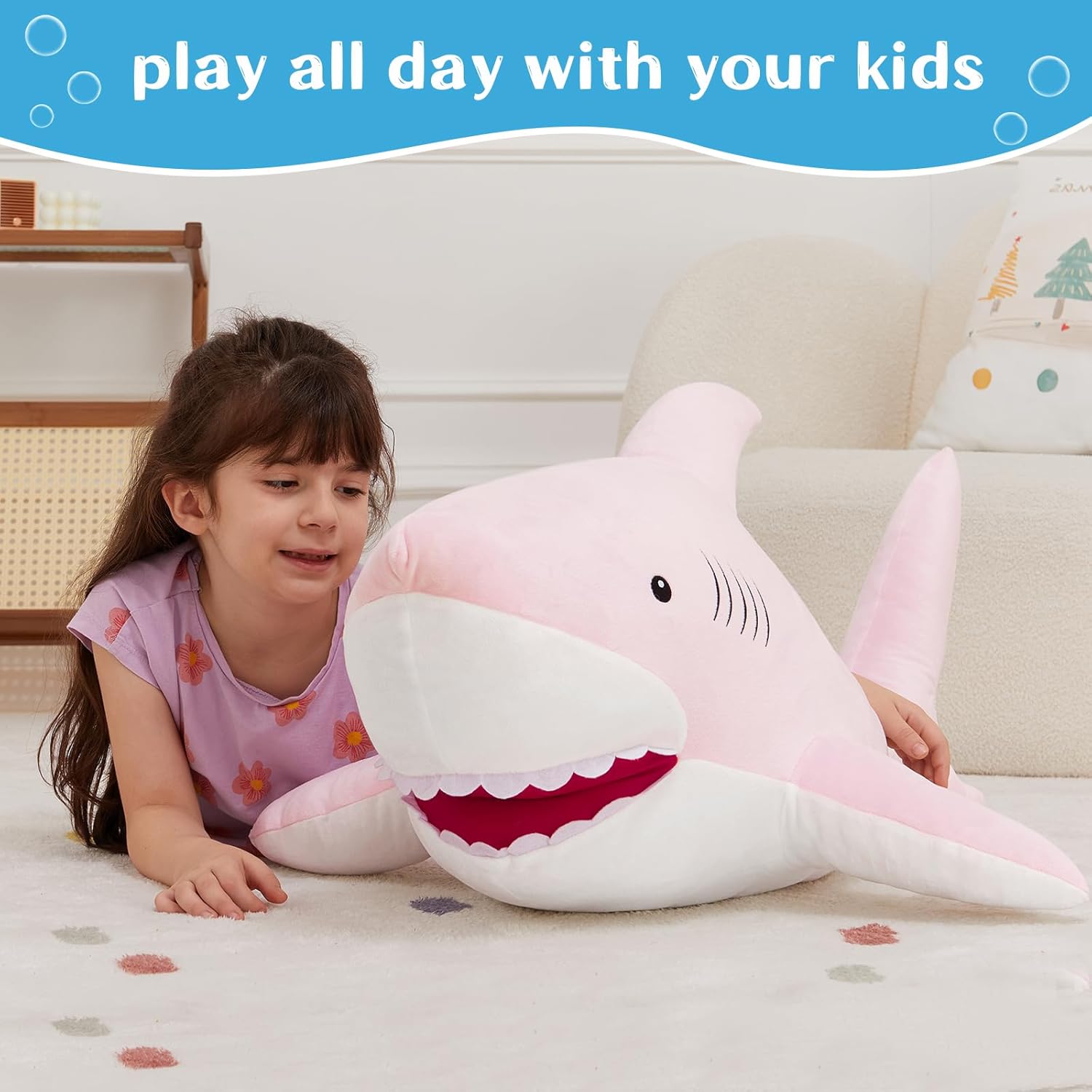 39 Giant Shark Plush Pillow for Kids Adults