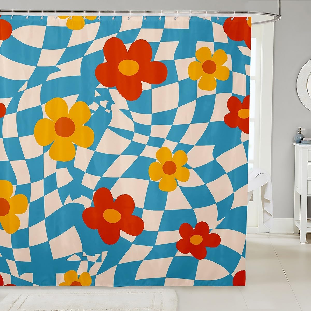 Vintage Groovy Daisy Shower Curtain