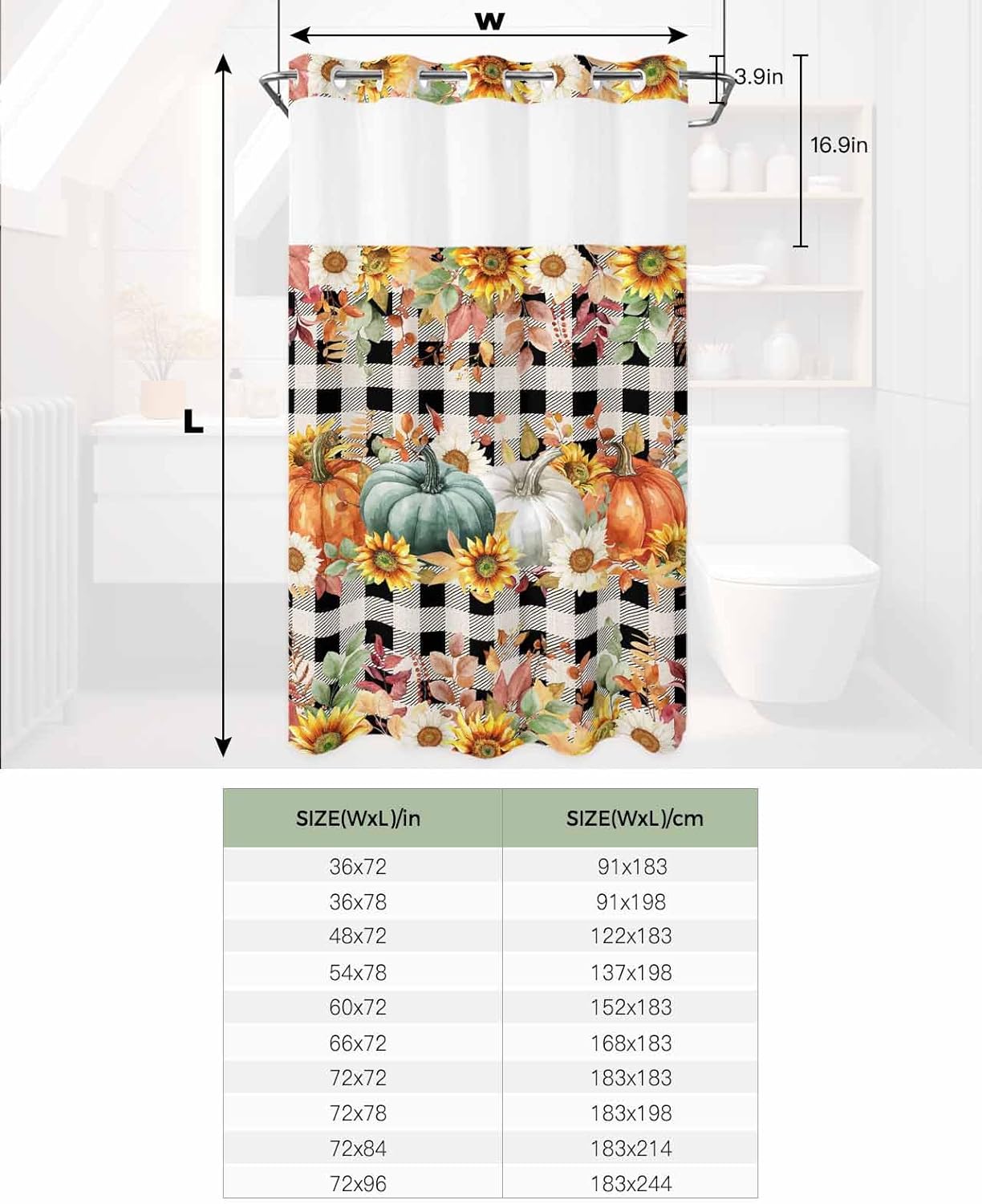 Cozy Fall Shower Curtain with Seeing Window