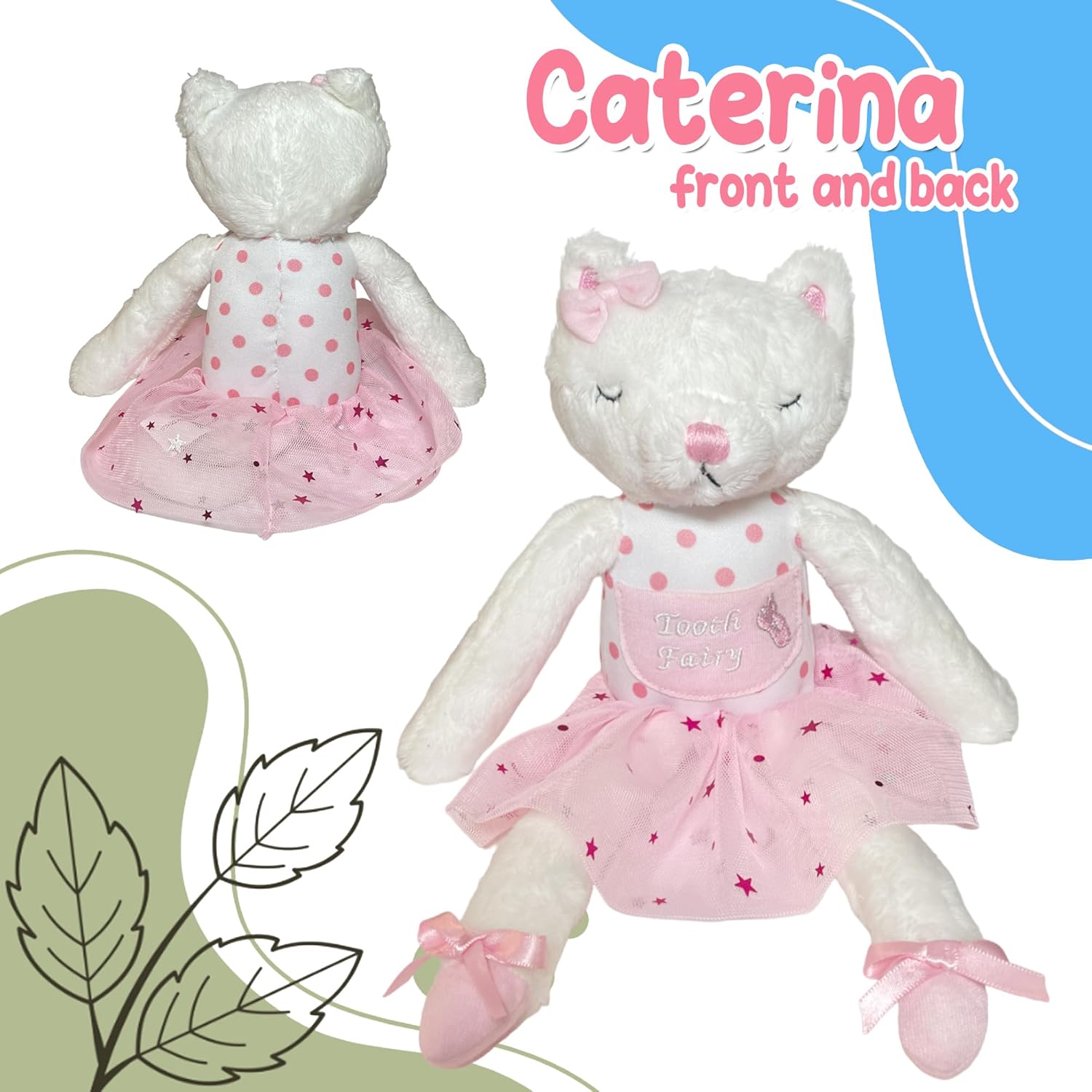 Caterina the Cat Ballerina Tooth Fairy Pillow for Girls
