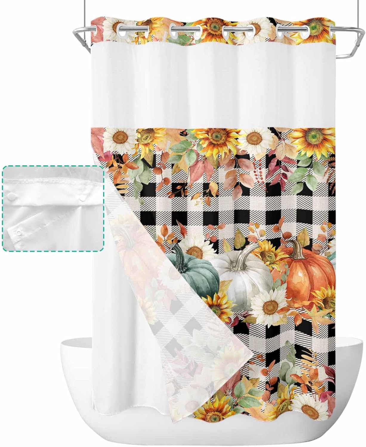 Cozy Fall Shower Curtain with Seeing Window