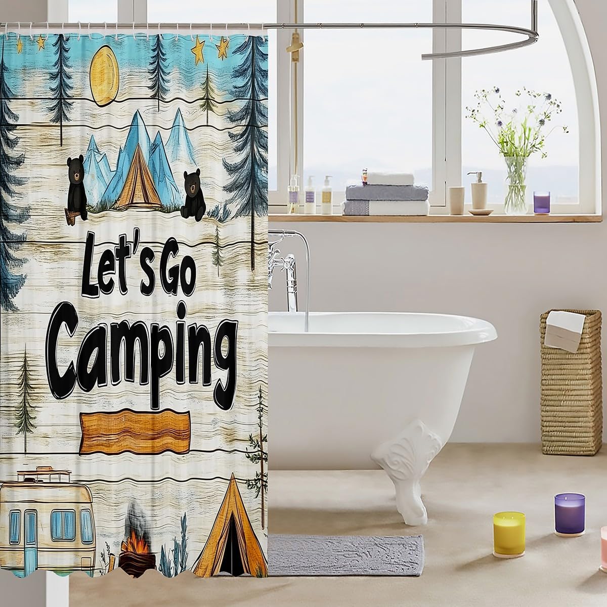 Stylish Camping Shower Curtain for RVs and Cars