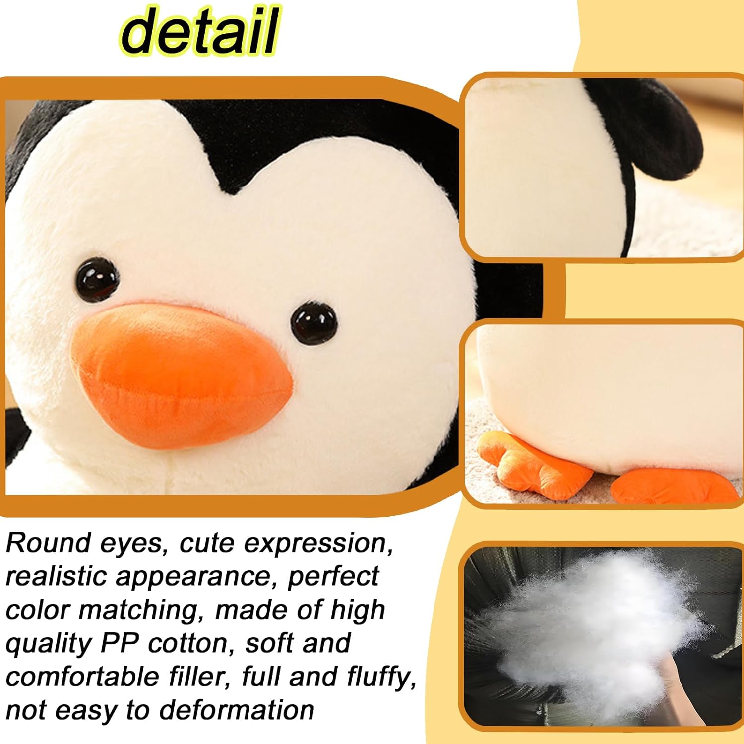 87 Penguin Plush Pillow Stuffed Animal Toy for Kids and Adults