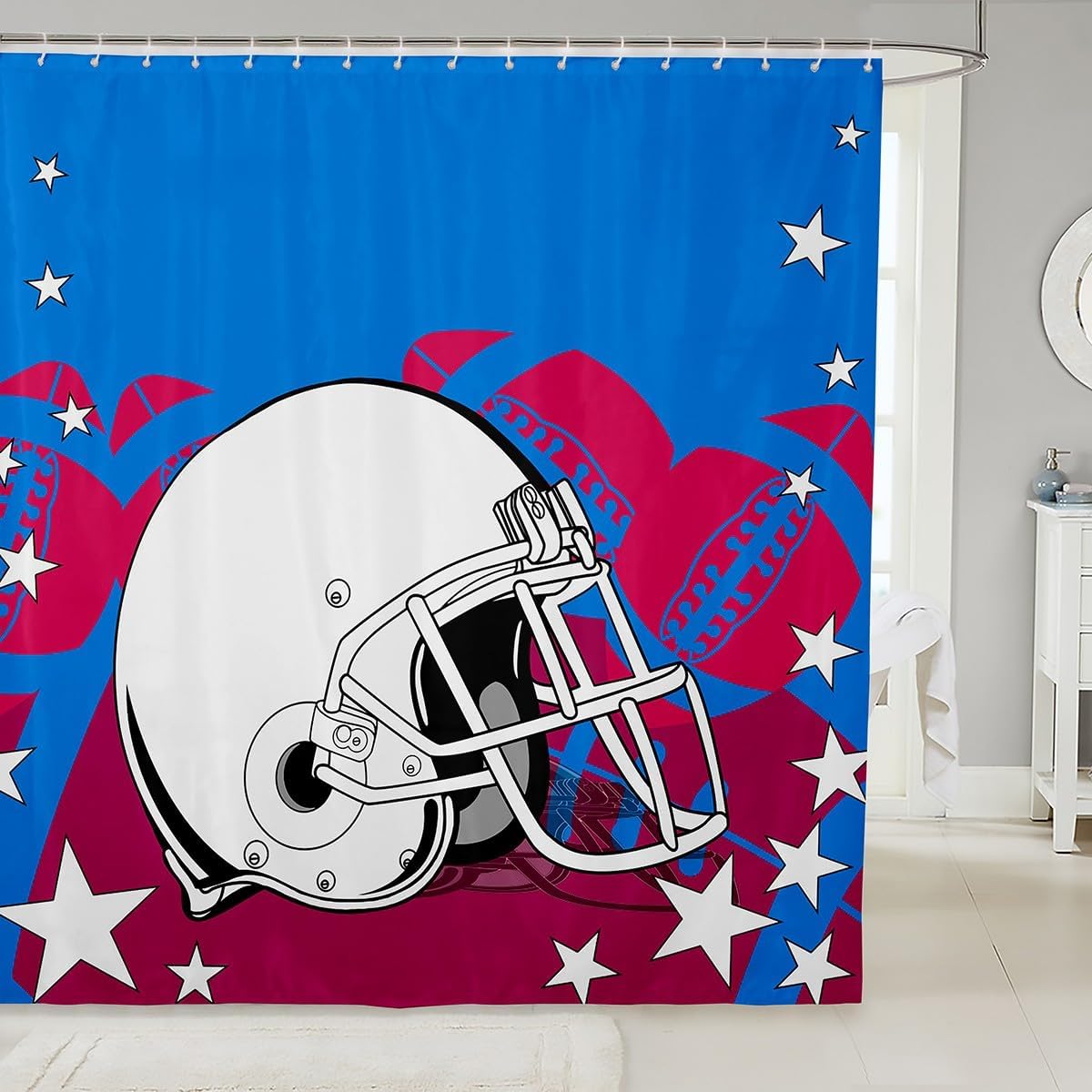 72 American Football Sports Shower Curtain Set