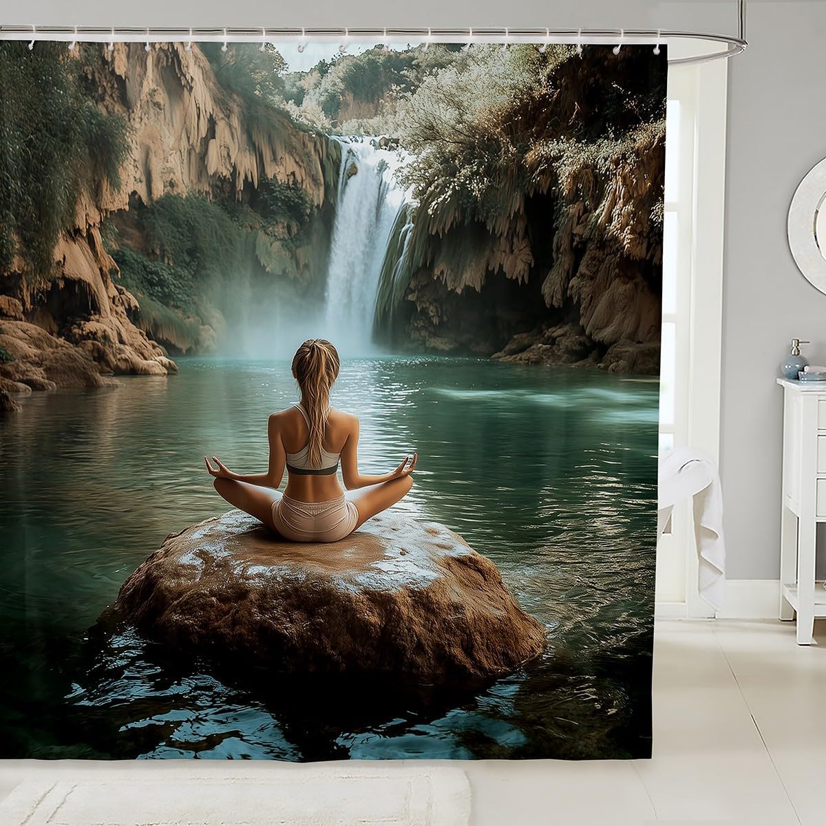 Erosebirdal Eco-Infused Yoga Shower Curtain Set - 72x72 inch