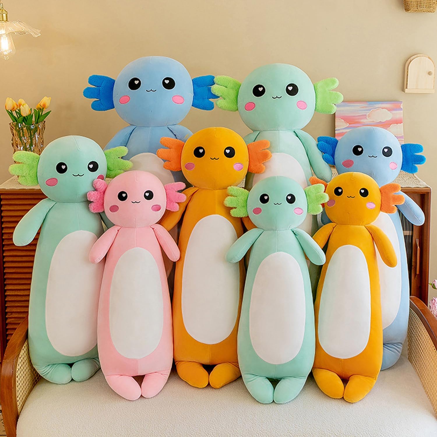 Long Axolotl Plush Pillow - Blue
