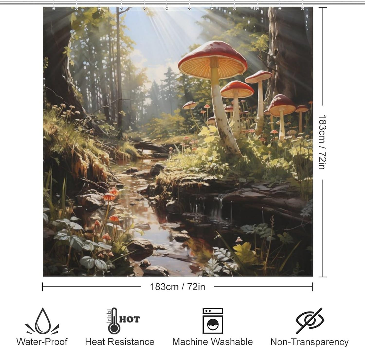 Trippy Red Mushroom Shower Curtain Set of 1