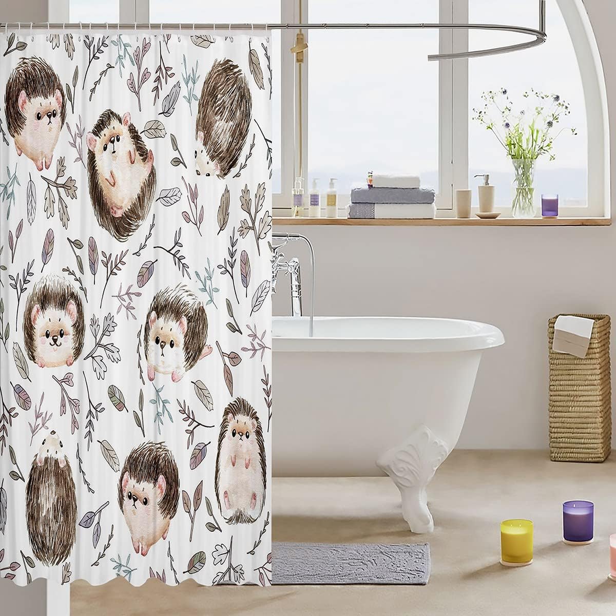 Erosebird - The Perfect Bathtub Experience - Cute Hedgehog 72x78-inch Shower Curtain