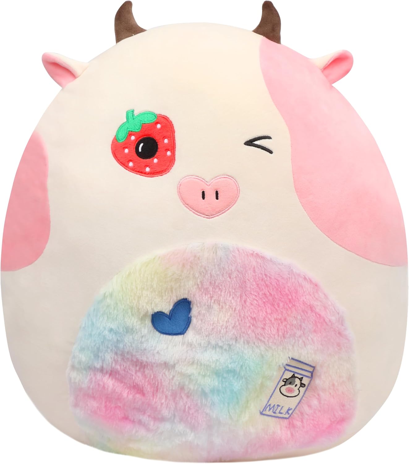 20-Inch Strawberry Cow Plush Pillow