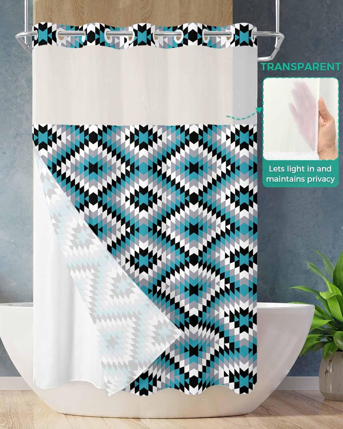 Unique Bohemian Shower Curtain with Water-Resistant Design Bonus Top Window View