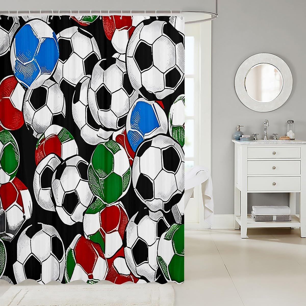 Jejeloiu Football Football Shower Curtain Set