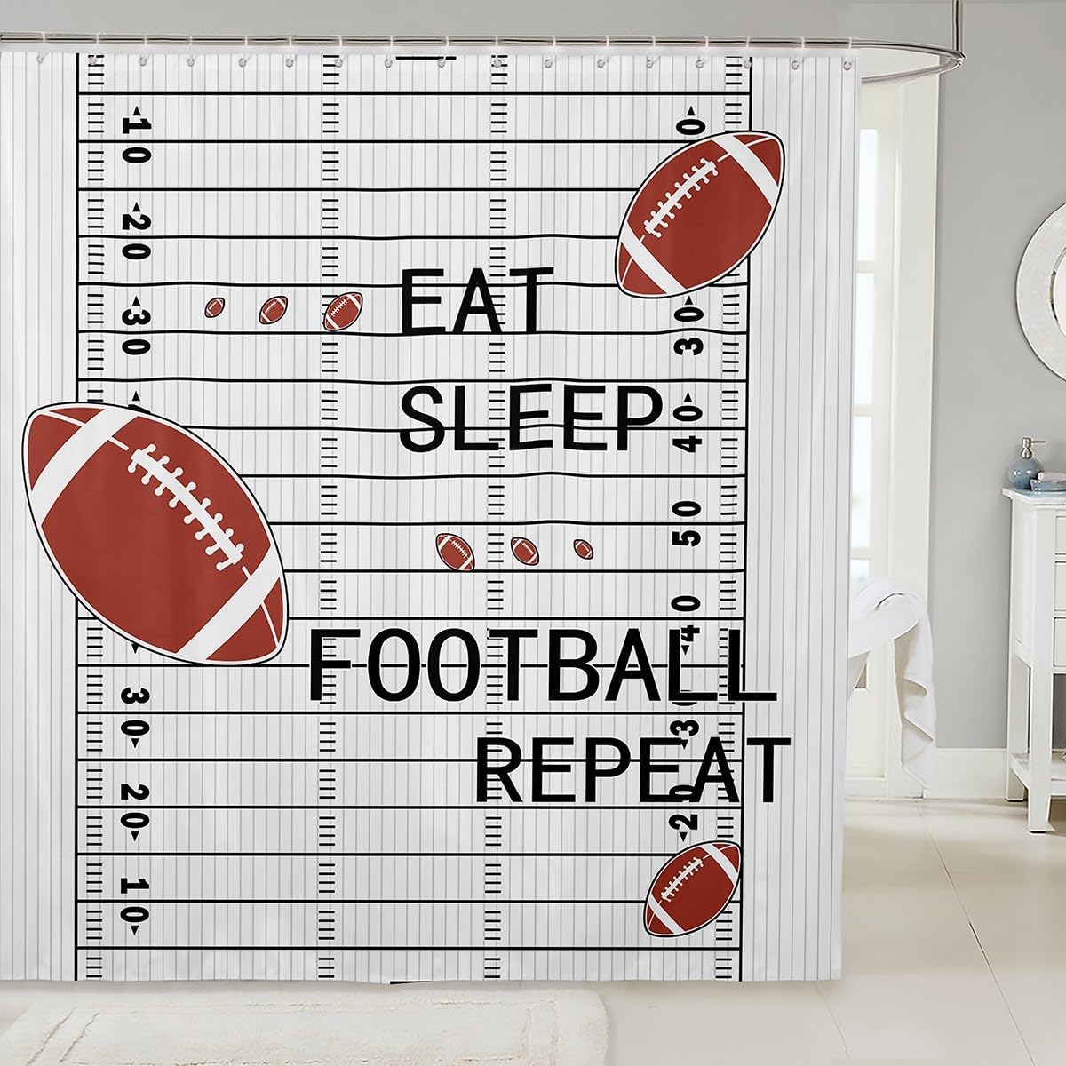 Jejeloiu Kids Football Shower Curtain 72x84