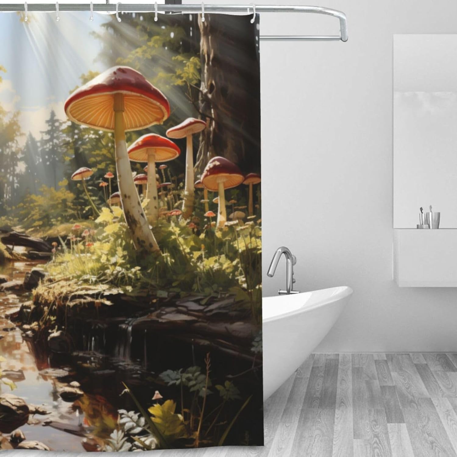 Trippy Red Mushroom Shower Curtain Set of 1