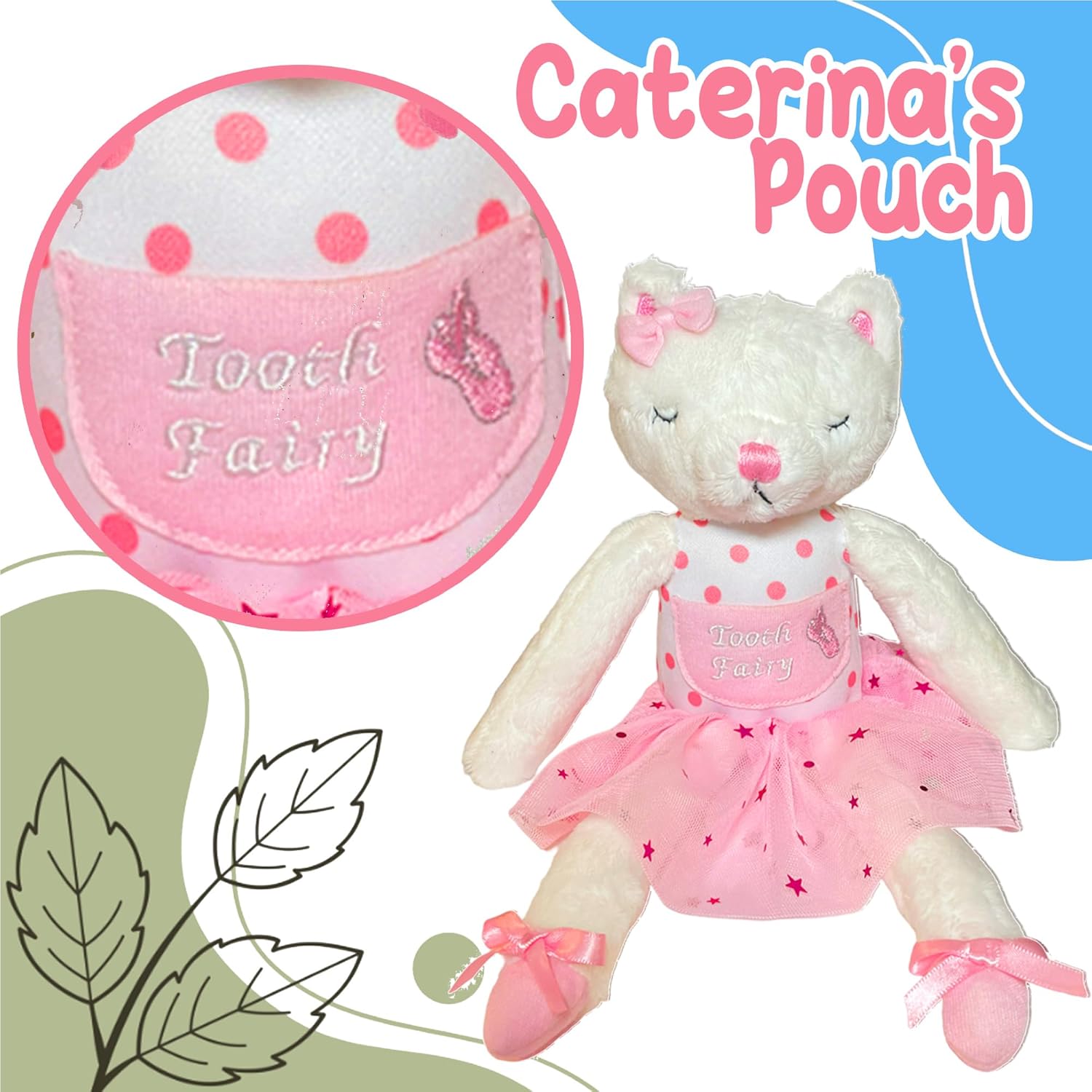 Caterina the Cat Ballerina Tooth Fairy Pillow for Girls