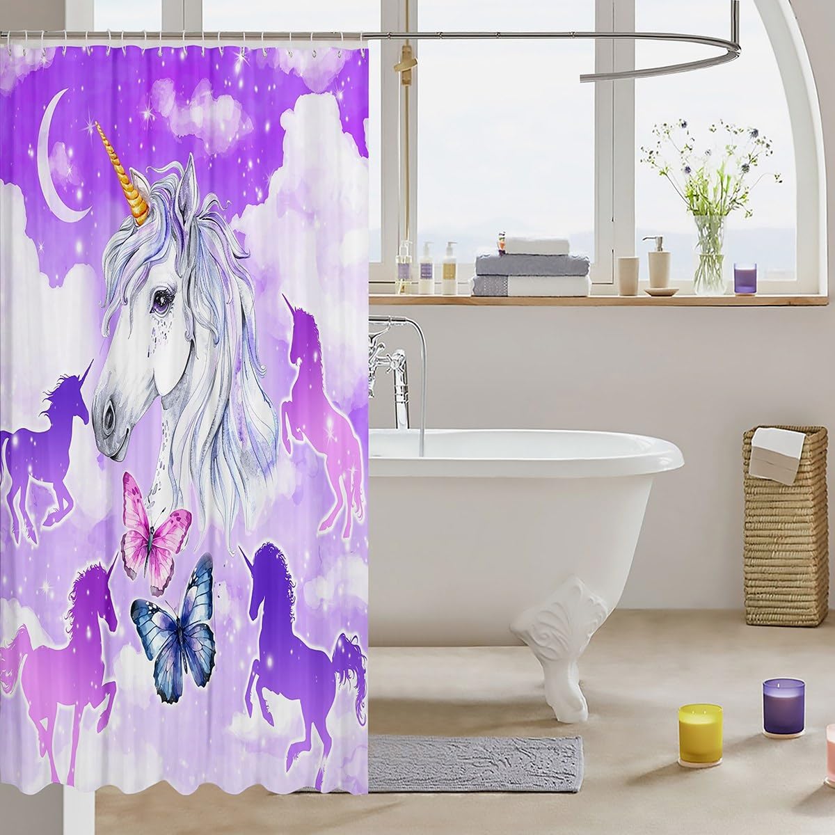 Unicorn Bath Curtain by Castle Fairy