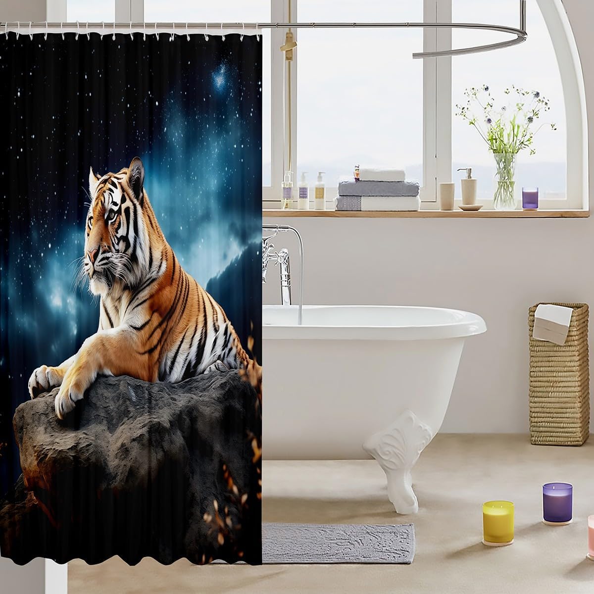 Tiger Wildlife Couple 72x72-inch Shower curtain set for kids