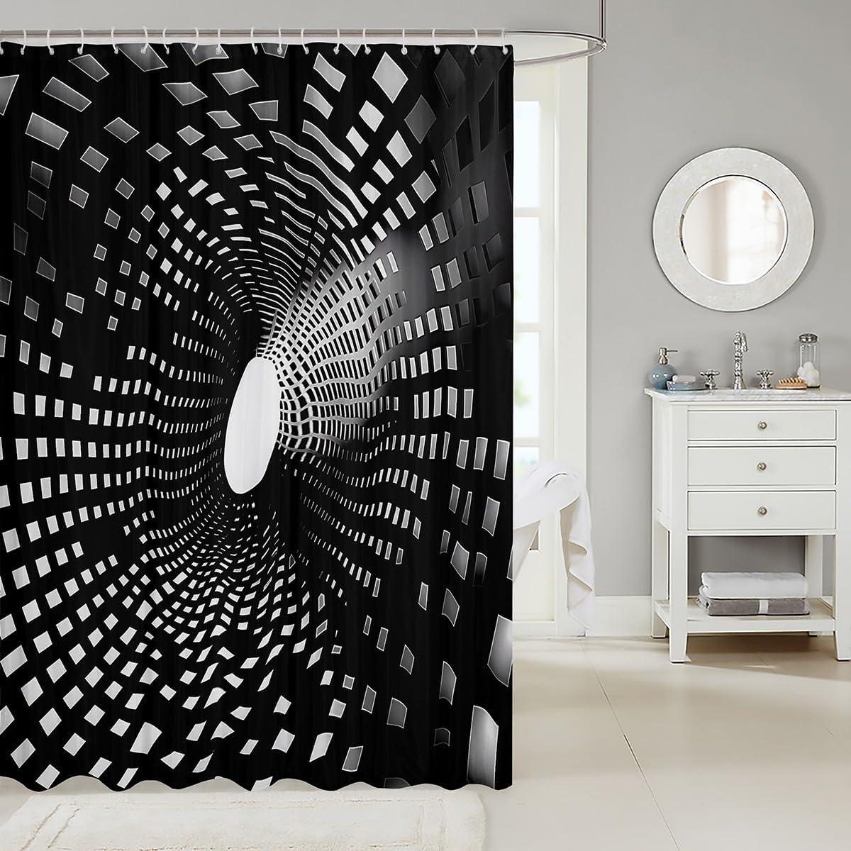 Geometric Bath Curtain for Kids 72x84