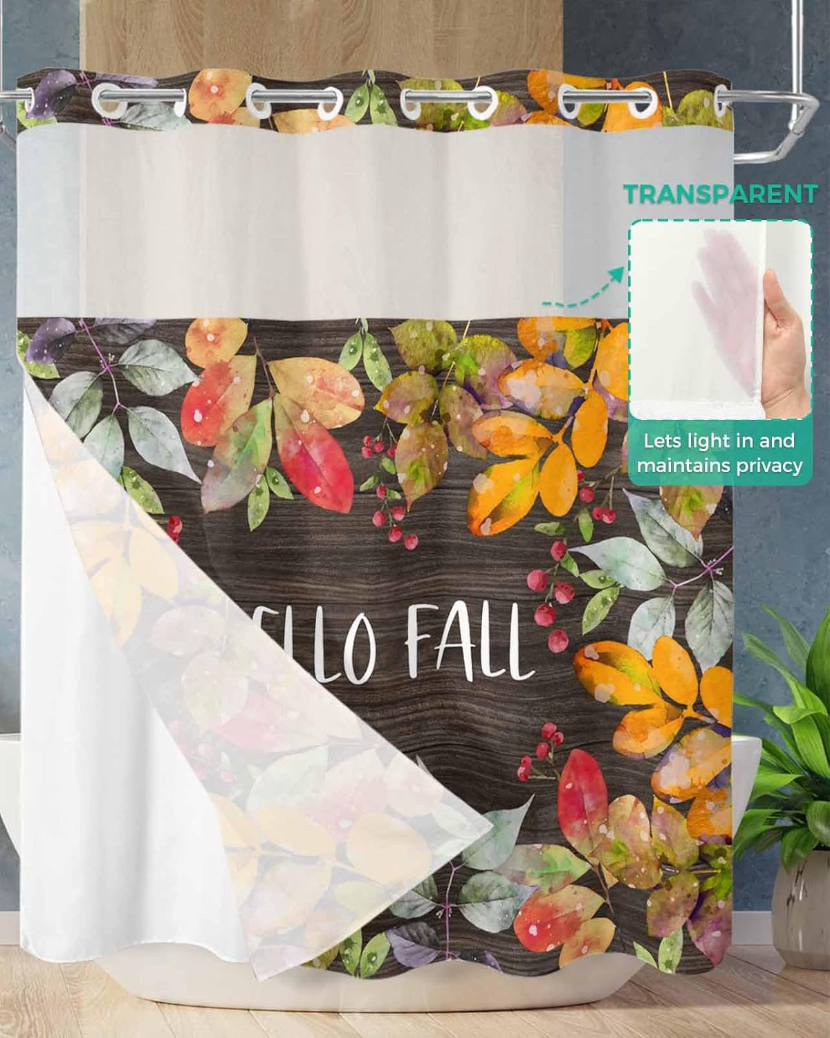 Autumn Inspired No-Thumb Bathroom Curtain Set