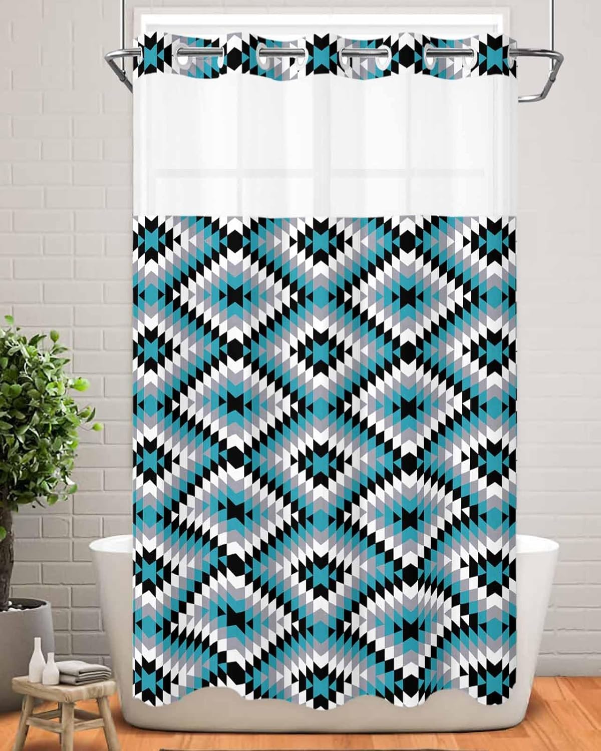 Unique Bohemian Shower Curtain with Water-Resistant Design Bonus Top Window View