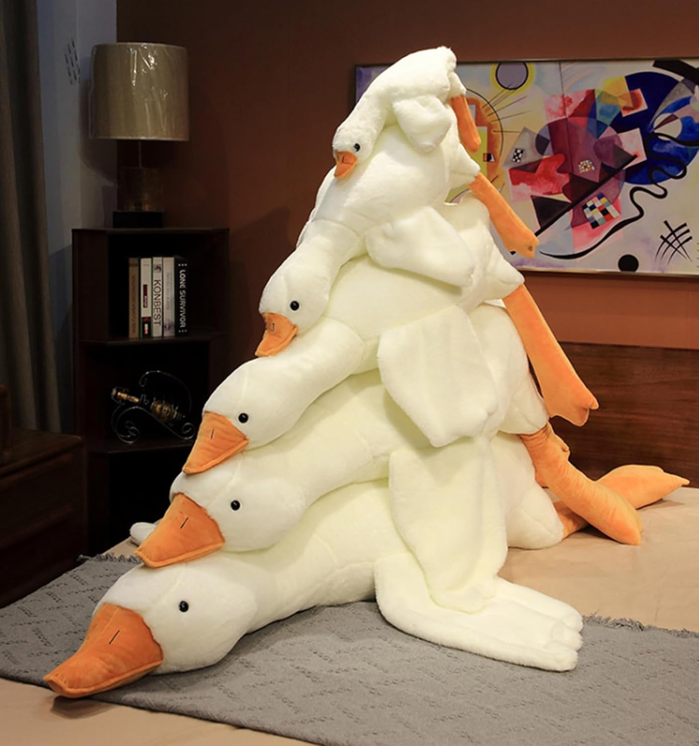 Bacmaze White Goose Plush Pillow 20 Inch Cute Toy Stuffed Animal