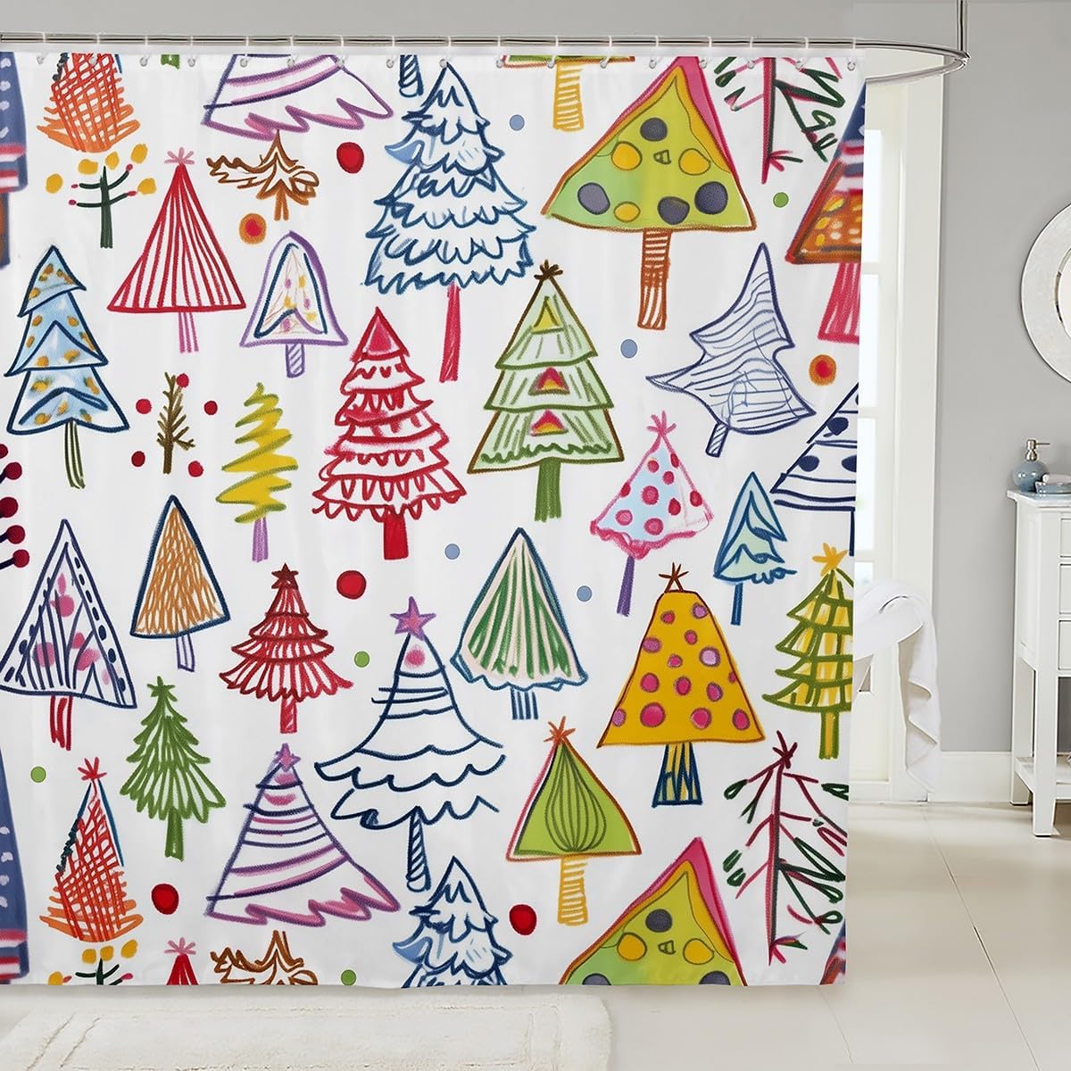 Merry Christmas Castle Fairy - 72 Xmas Shower Curtain Set