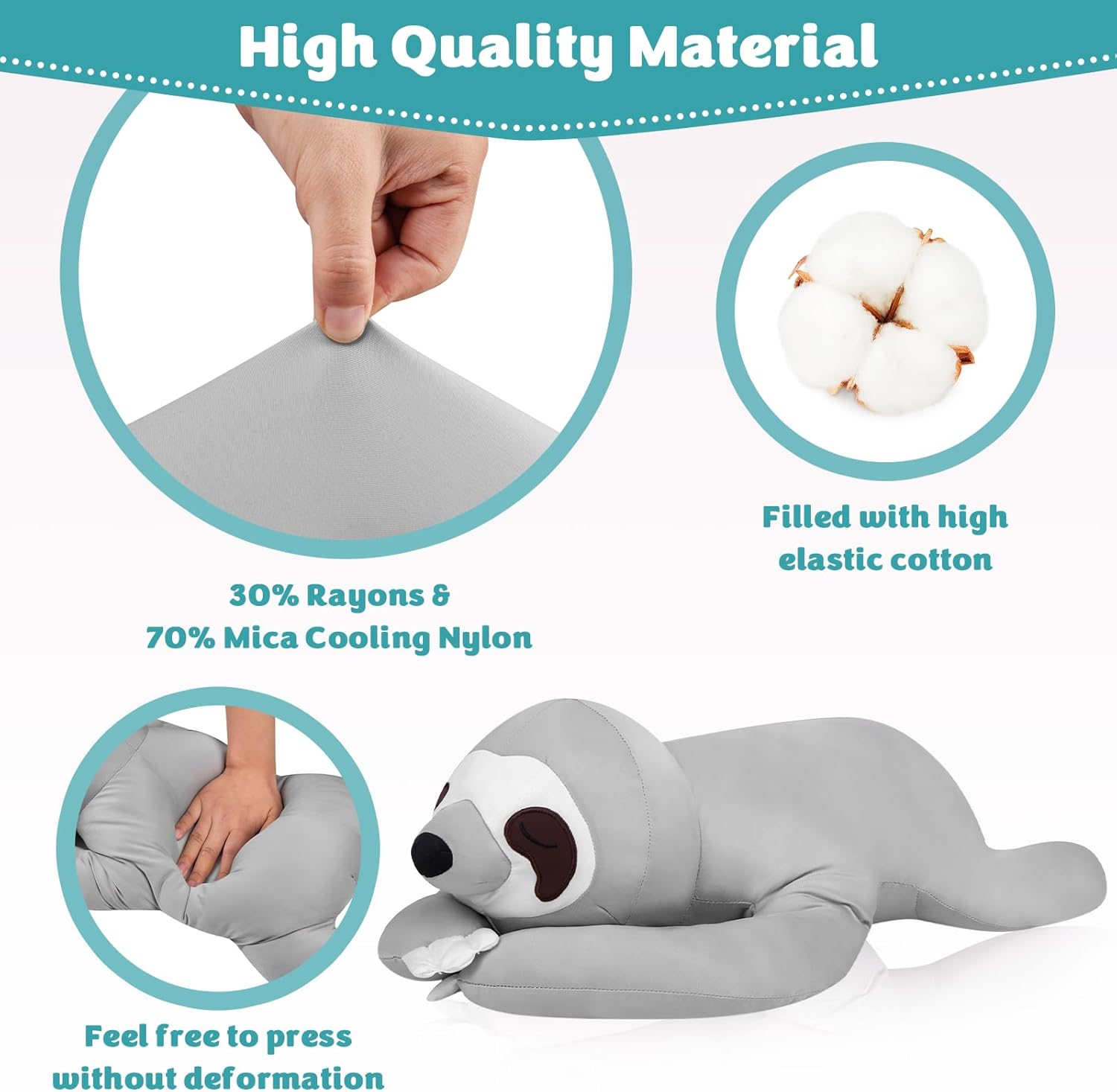 My OLi 18 Cooling Sloth Pillow Cozy Plush Toy for Kids Adults