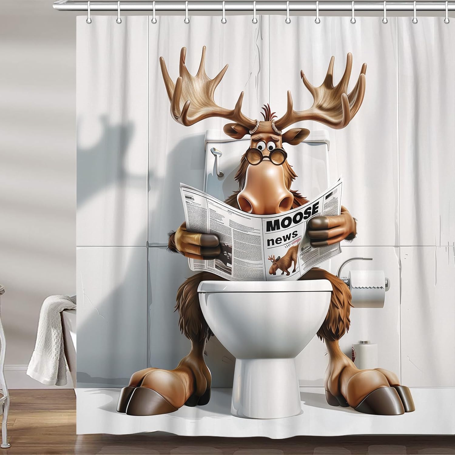 JAWO Funny Moose Bring Some Cheery Laughter to Your Bathroom