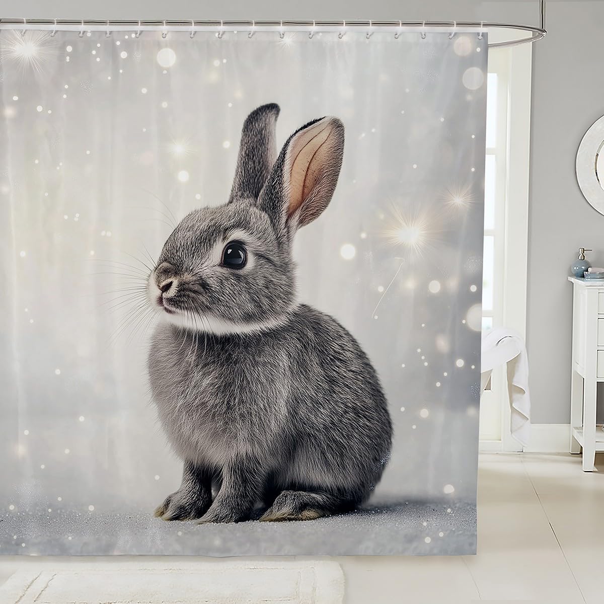 jejeloiu 72x78 inch shower curtain with bunny design for children