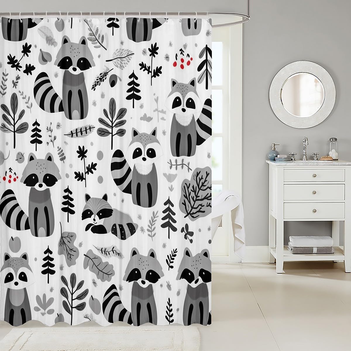 Racoon Bath Curtain for Kids
