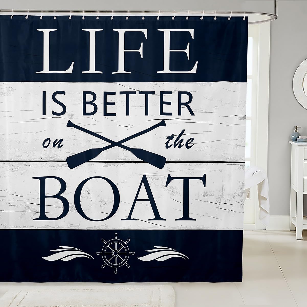 distressing for Lake Life shower curtain