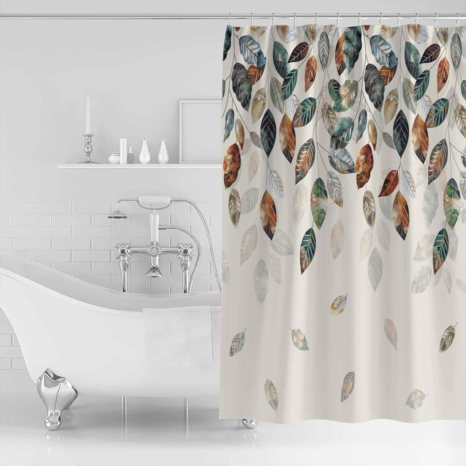 Picpeak Autumn Leaf Shower Curtain Set - Waterproof Durable