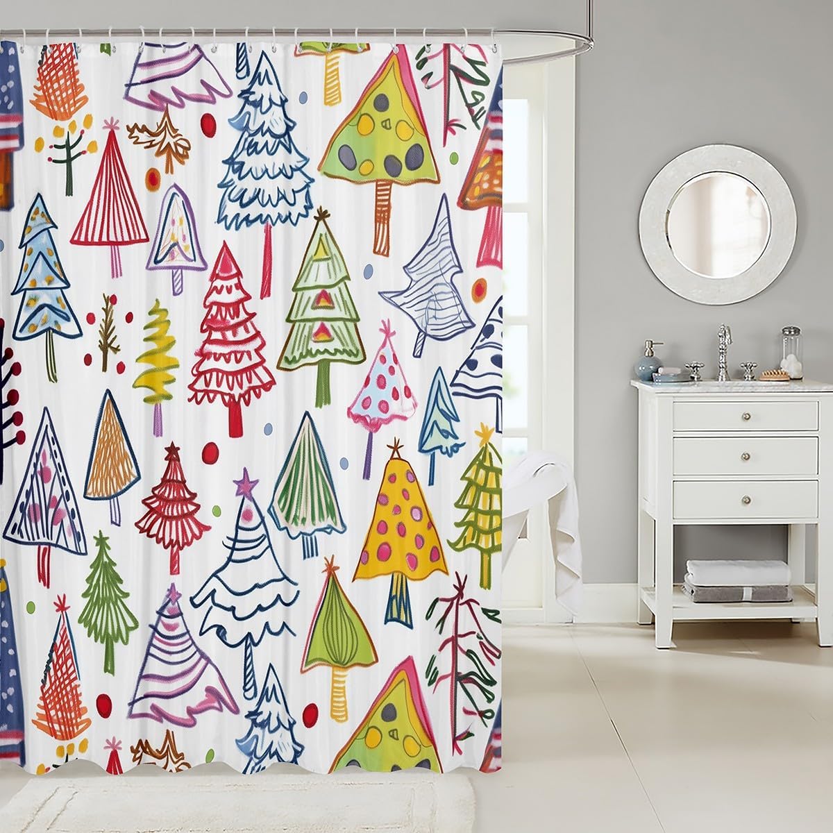 Merry Christmas Castle Fairy - 72 Xmas Shower Curtain Set