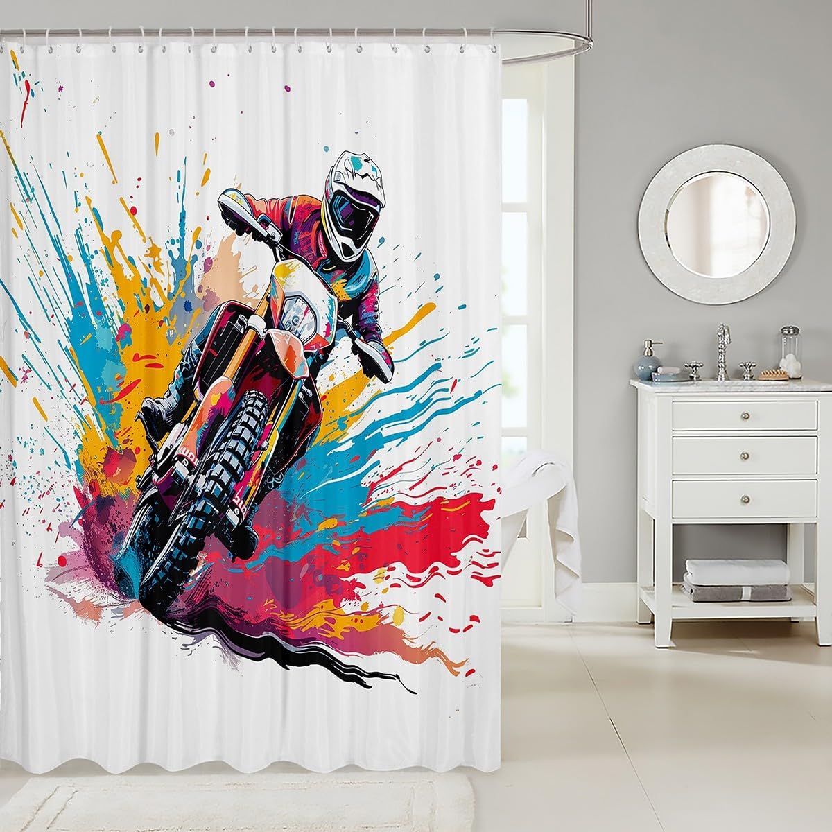Feelyou 72-inch x 72-inch Dirt Bike Racing Showers curtain set
