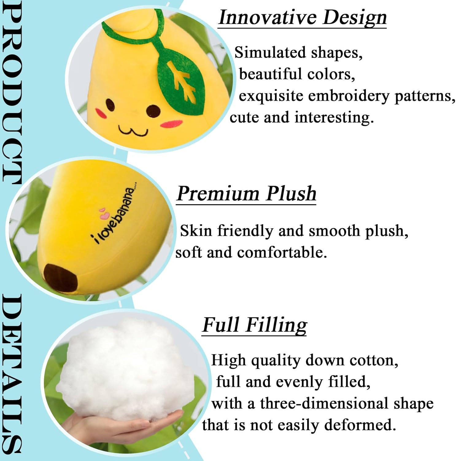 Cute Banana Plush Pillow Stuffed Animal for Kids