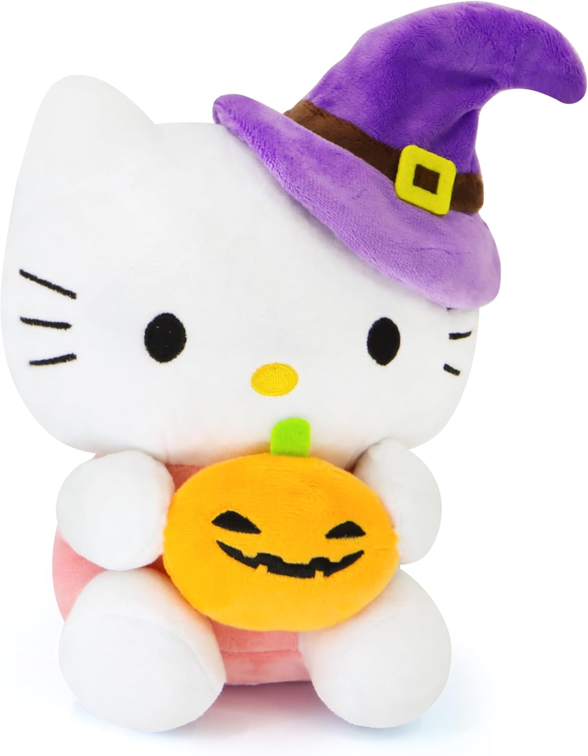 Spooky Halloween Cat Plush with Pumpkin Witch Hat