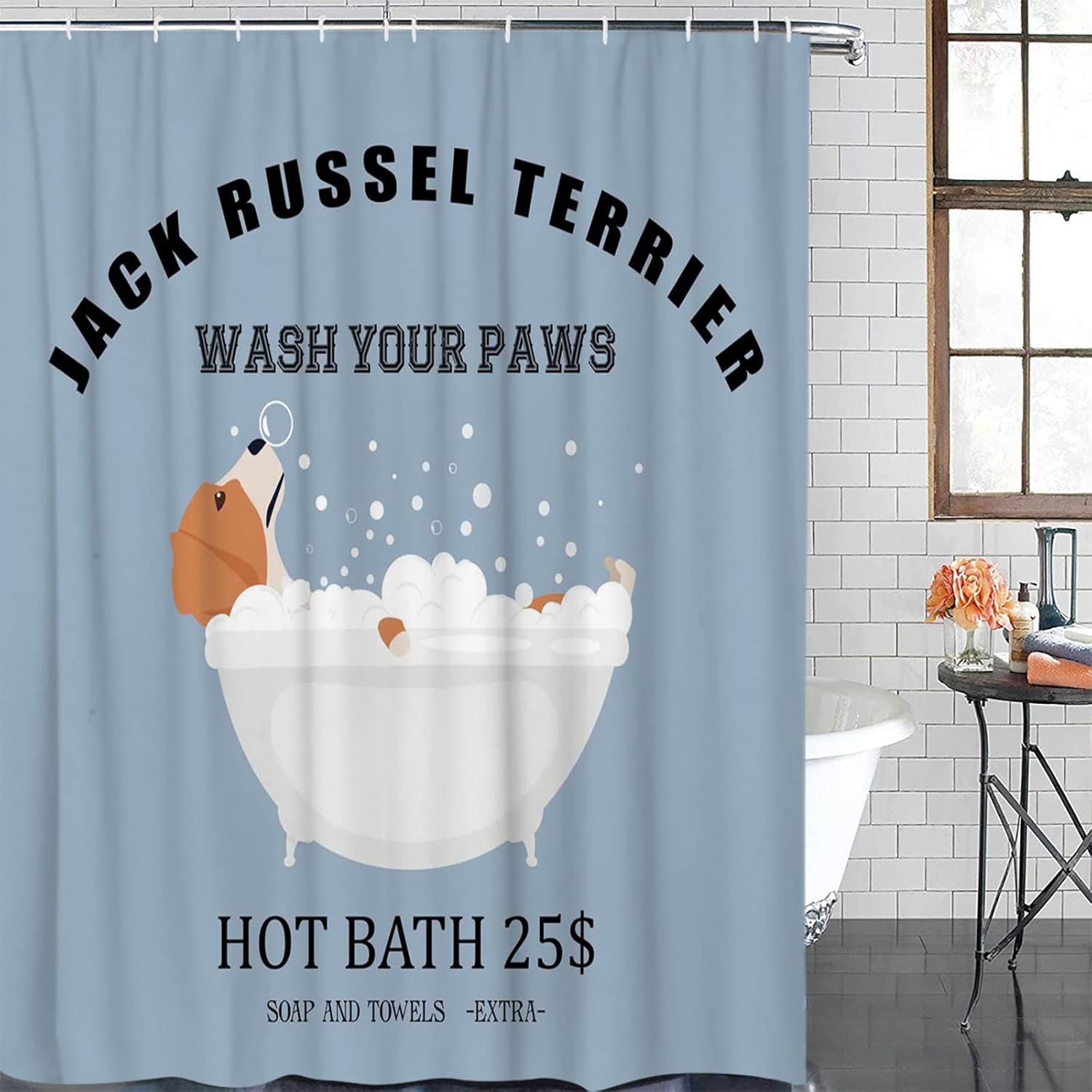 Premium Jack Russell Terrier Shower Curtain waterproof soft realistic animal design