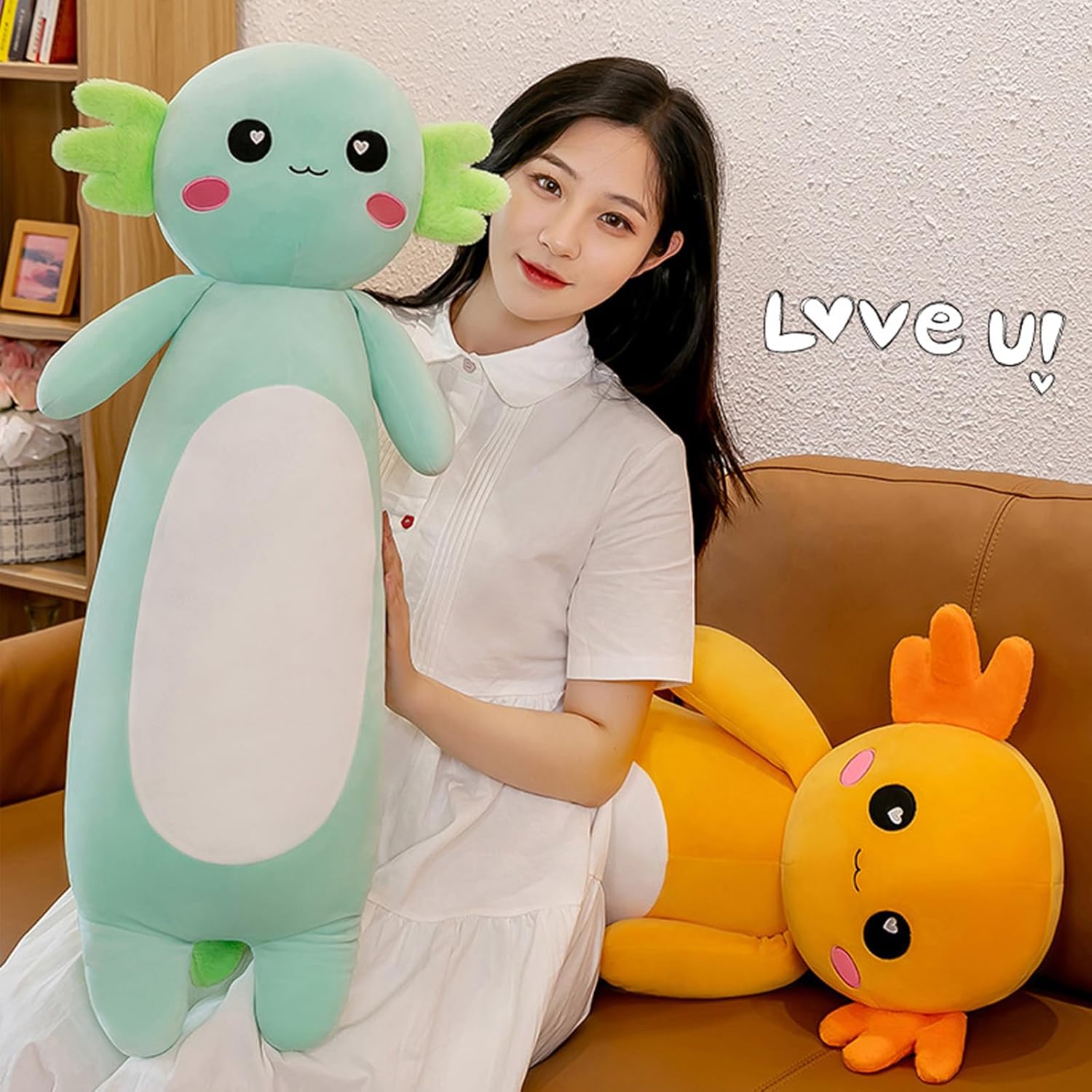 Axolotl Plush Pillow - Cute Stuffed Animal Best for Reading Relaxation Naps
