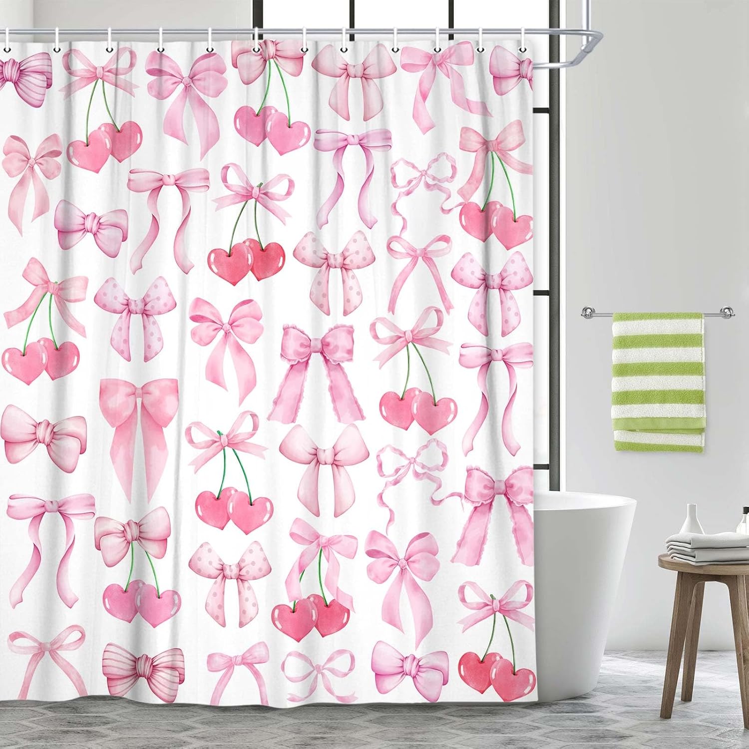 JAWO Cute Pink Bow Shower Curtain