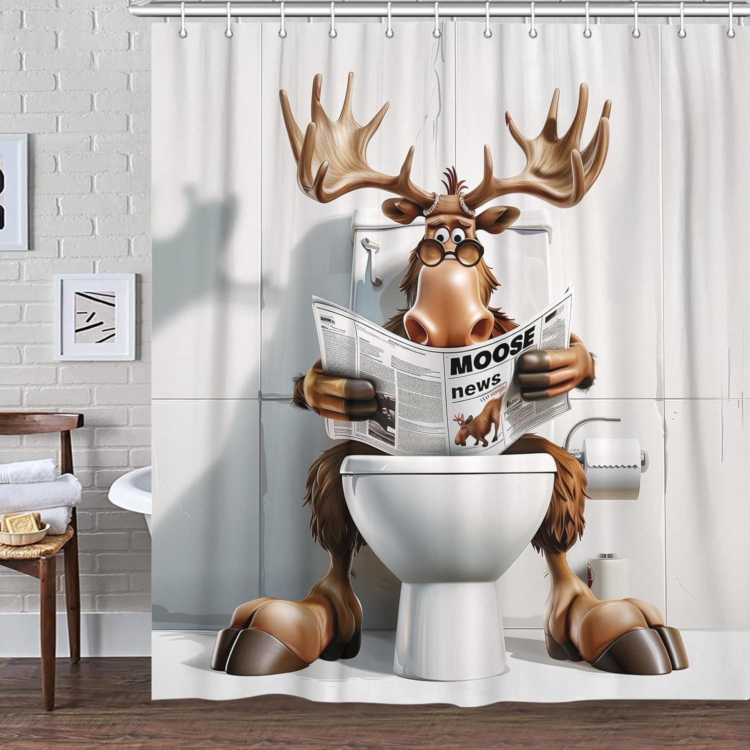JAWO Funny Moose Bring Some Cheery Laughter to Your Bathroom