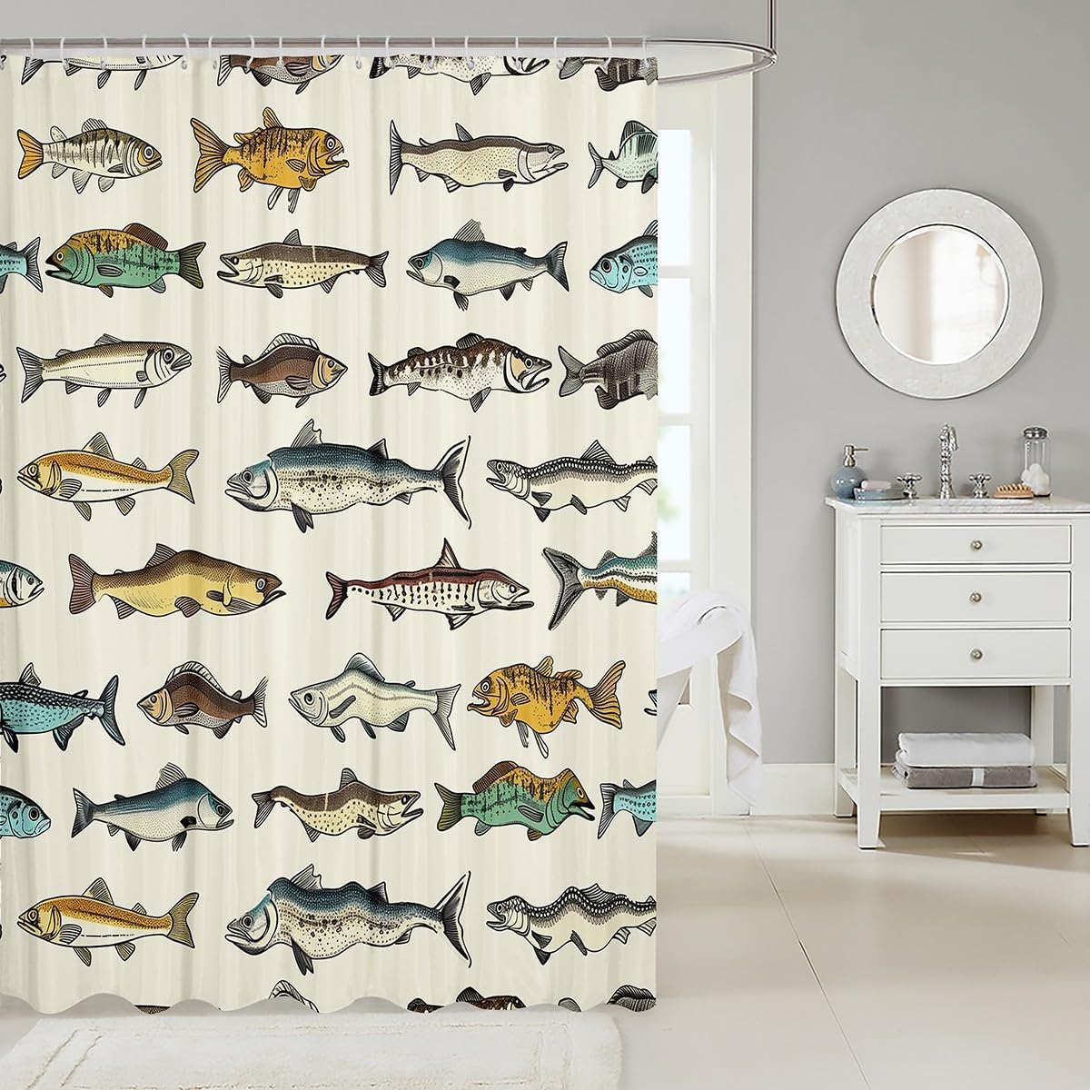 jejeloiu 72x84 Fish Shower Curtain