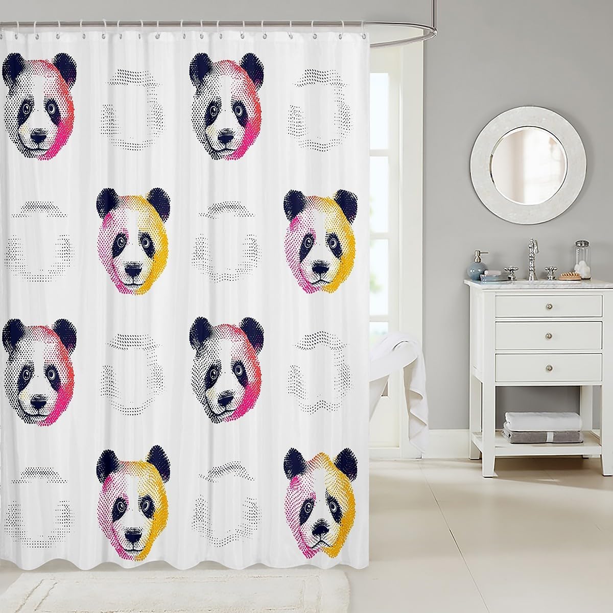 jiejeloiuAdorable Panda Wall-Mounted Bath Curtain for Kids