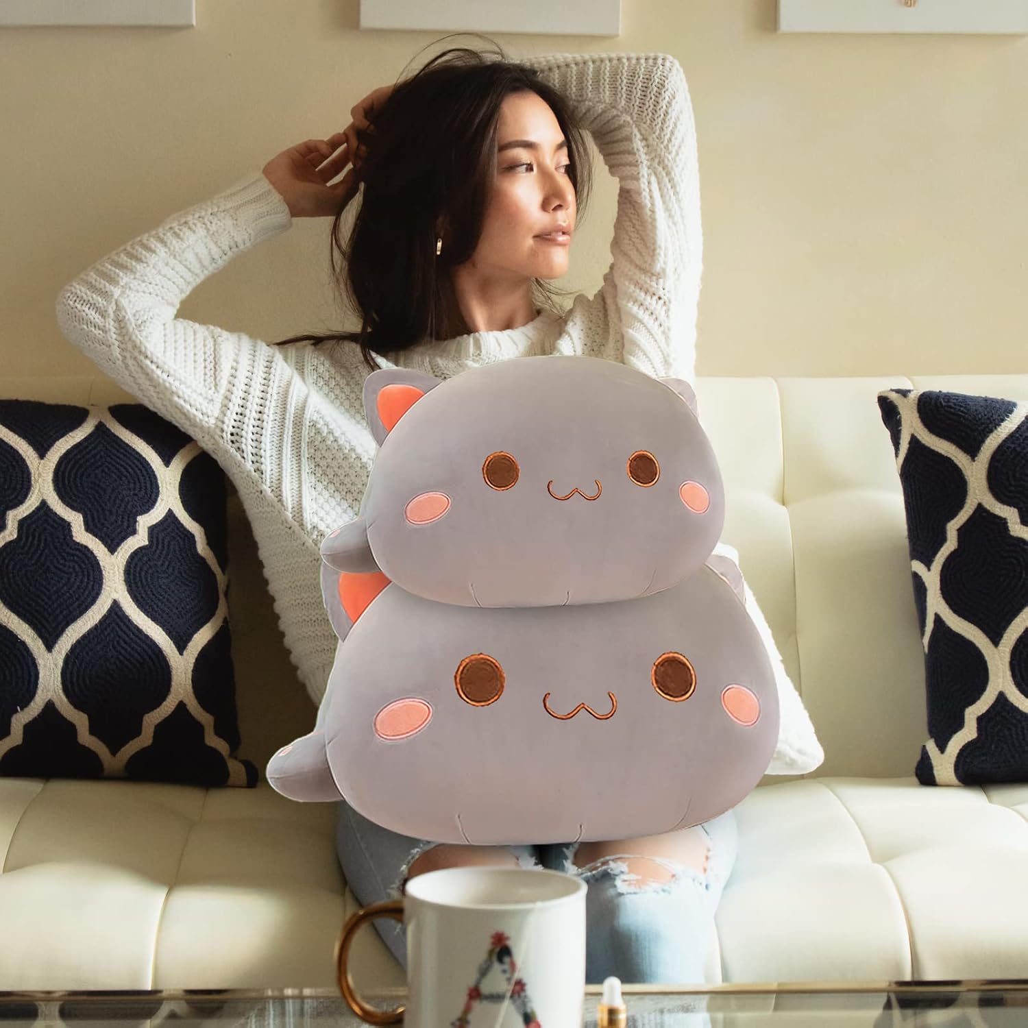 Cute Cat Stuffed Animal Pillow for Kids