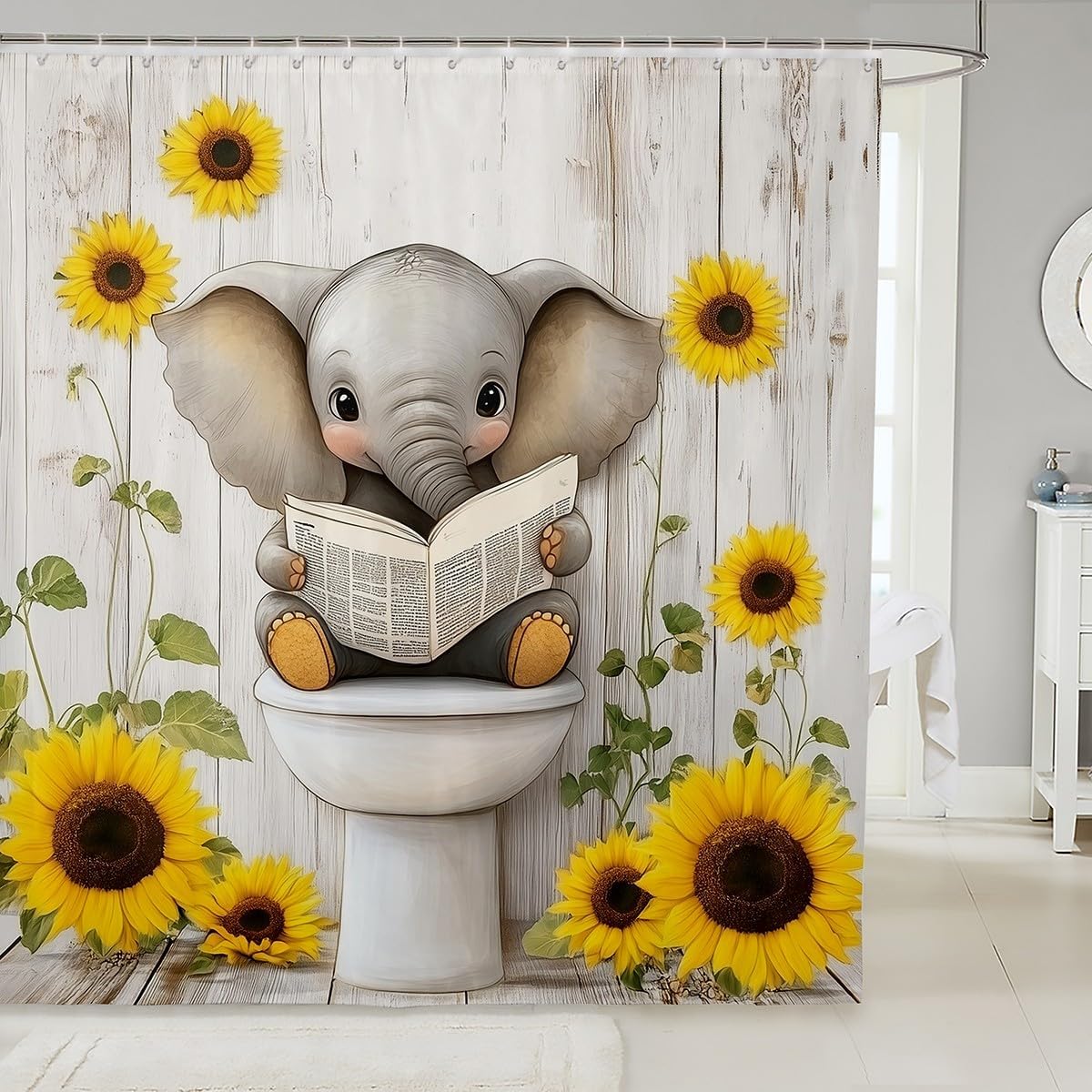 Feelyou Elephant Shower Curtains 72x72