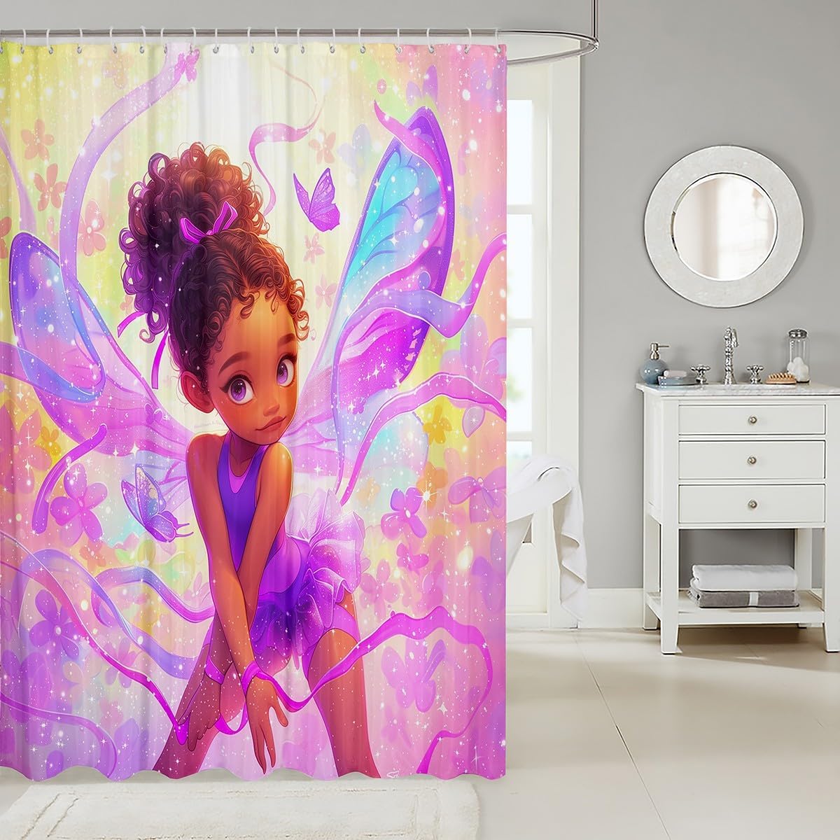 African Style Princess shower curtain with hooks 72x84 inches waterproof elegant design