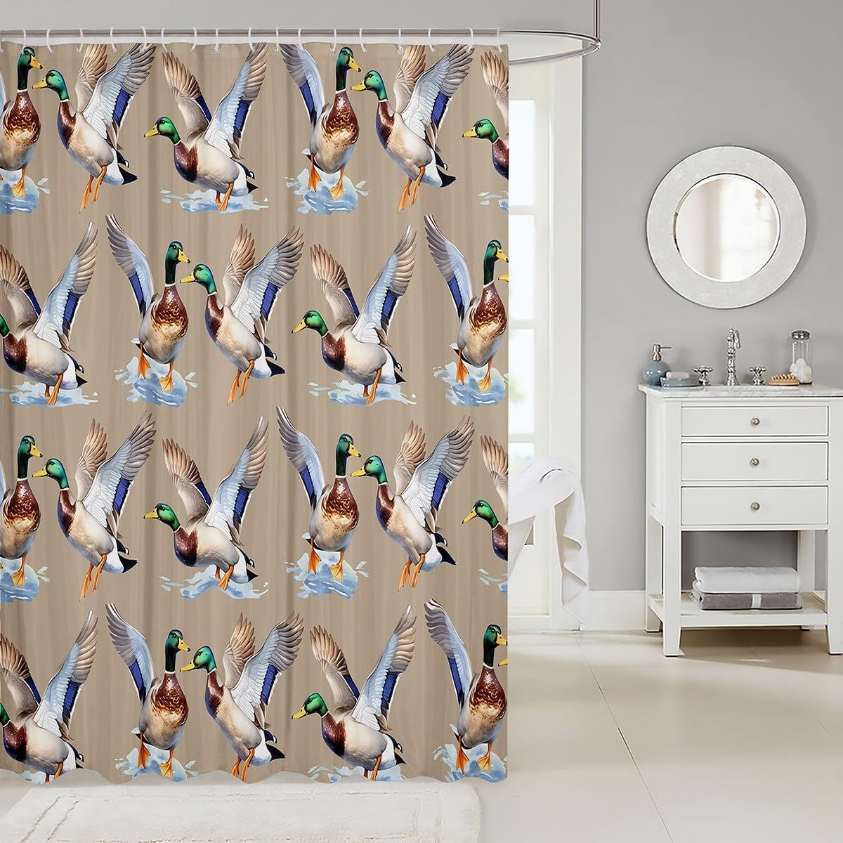 Waterproof 100 Polyester Duck Shower Curtain 72x84 Green hunting bathroom accessory