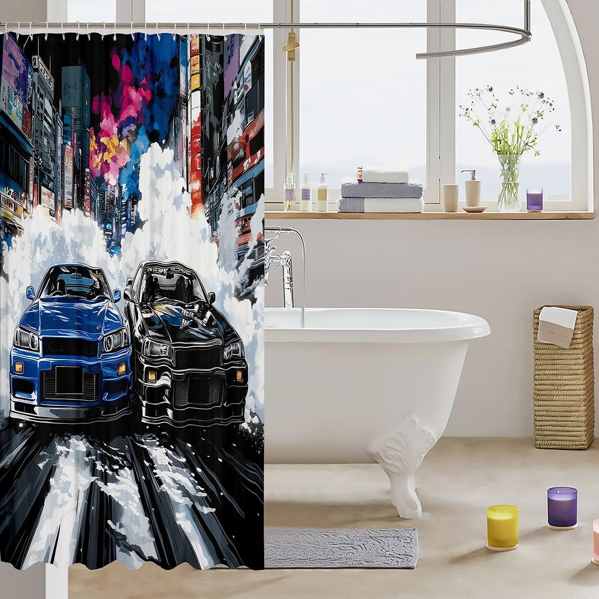 Speed Racing Car Bath Curtain Set