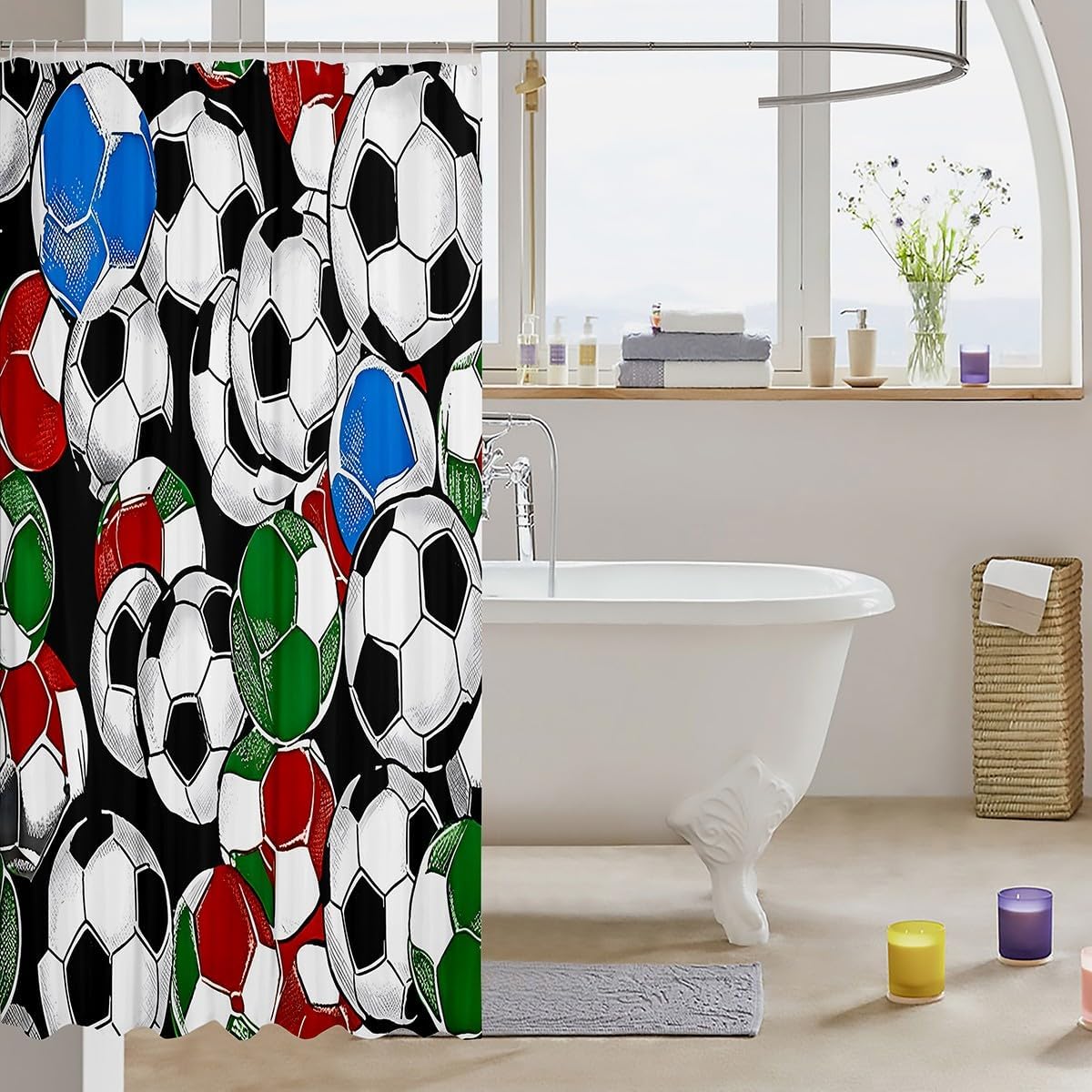 Jejeloiu Football Football Shower Curtain Set